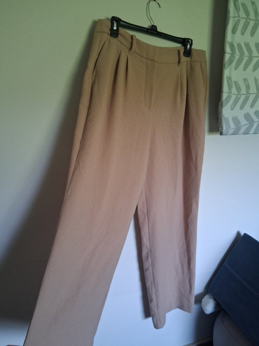 Nine West Beige Wide Leg Career Trousers Size 12 Business Casual Work Pants